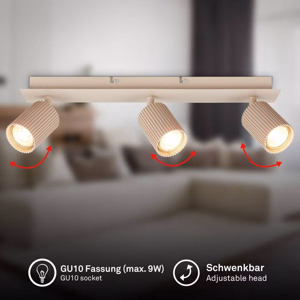 Briloner Beige 3 Light Adjustable Ceiling Spotlight for GU10 Bulbs – 2