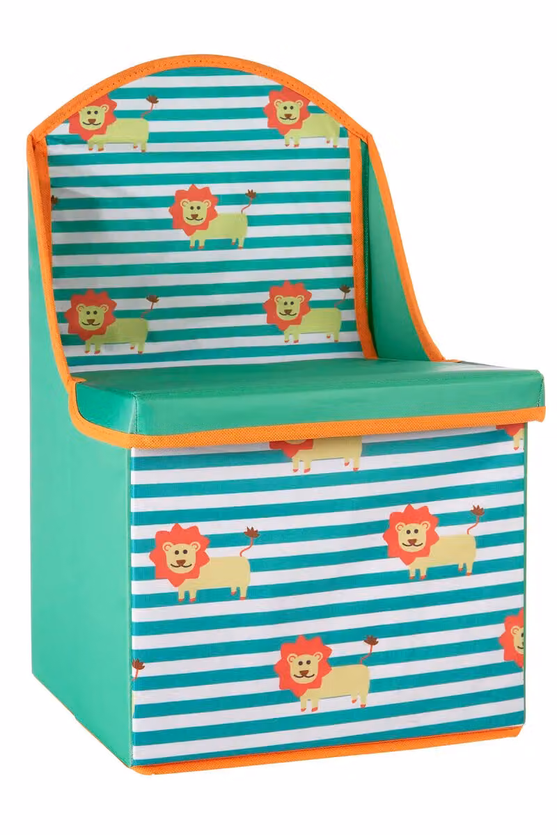 Orsina Lion Design Kids Storage Seat in Green and Orange – 2
