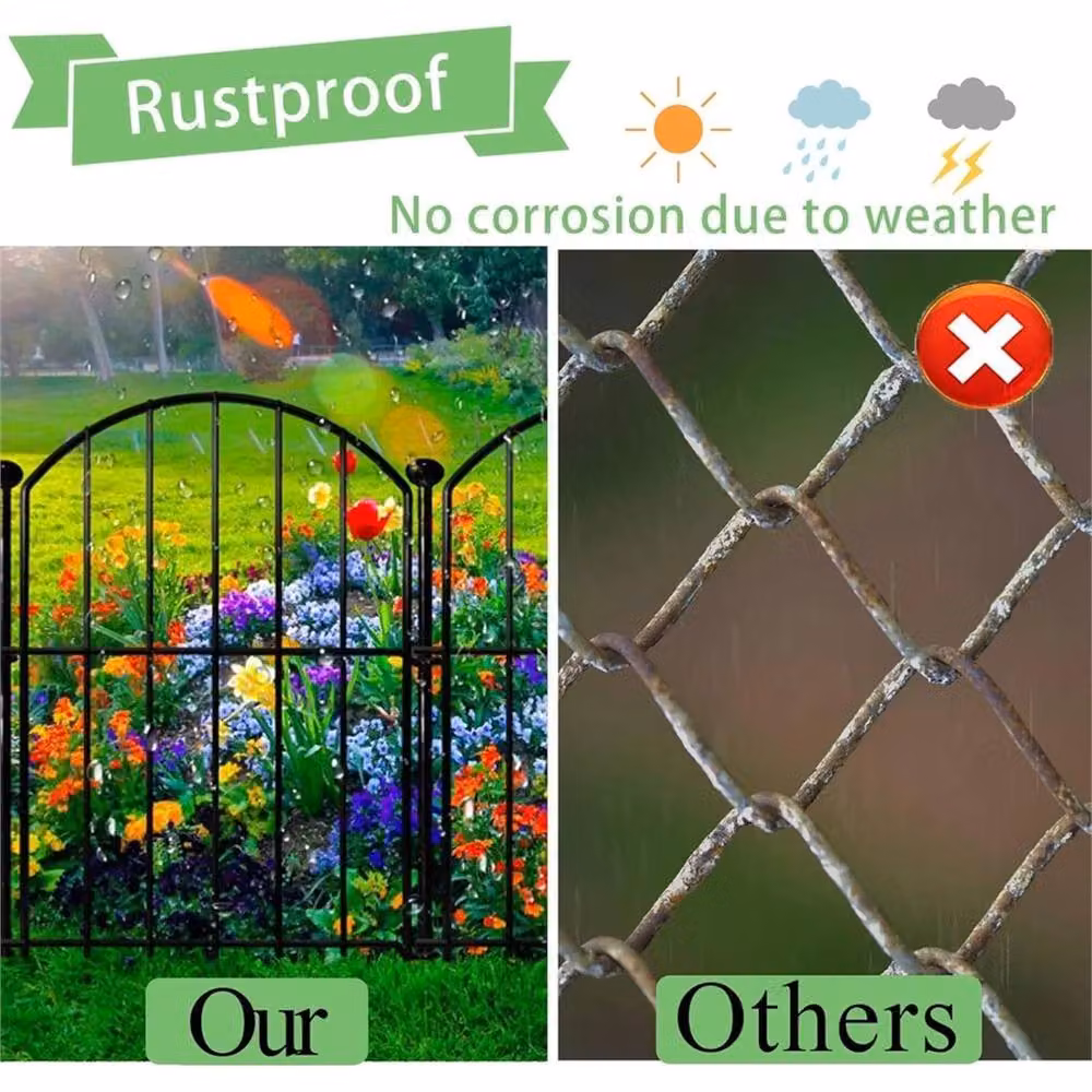 Nordara Rustproof Metal Garden Fence Black Flower Bed and Animal Barrier, W: 100 cm, H: 80 cm – 4