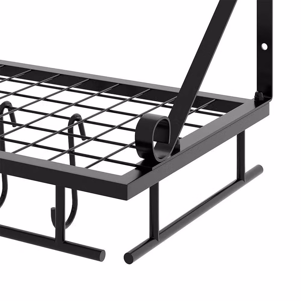 Kelvenix Black Matt Metal and Glass Wall Mounted Kitchen Storage Rack W: 60 cm, H: 25 cm – 3
