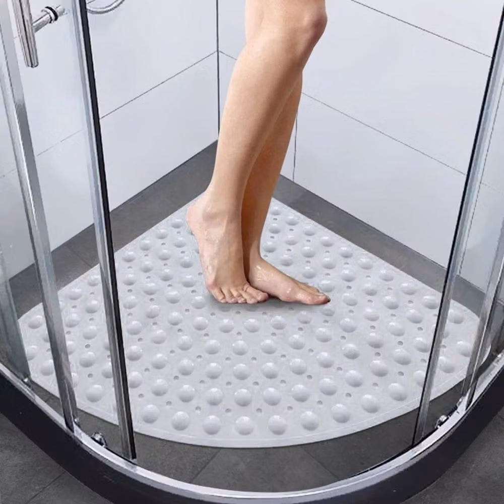 KORVIXA Anti-Slip and Antibacterial Semicircular Corner Shower Mat in White – 2
