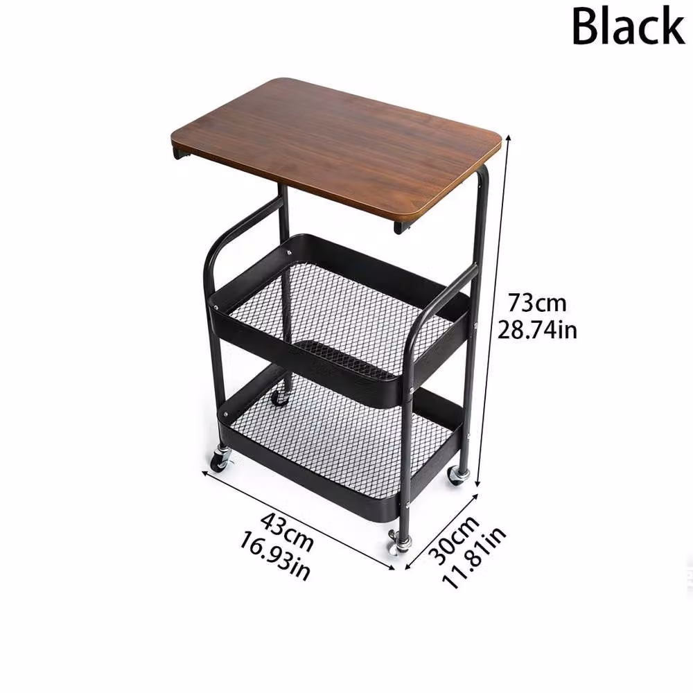 EONLION Black 3 Tier Steel Storage Trolley Cart for Kitchen and Dining Rooms, Height: 100 cm – 2