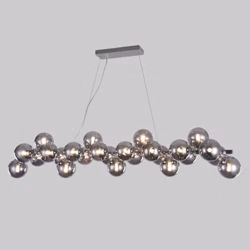 Netlighting Modern Suspended Pendant Light in Chrome and Grey with Glass Shades and G9 Bulbs – 2