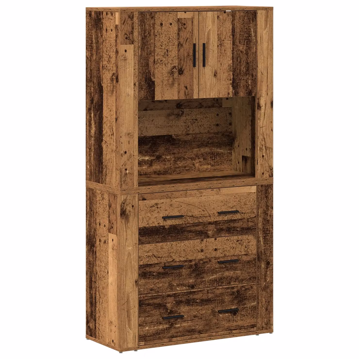 Berkfield Home Old Wood Highboard in Brown, W/D/H: 80 x 33 x 150 cm – 2