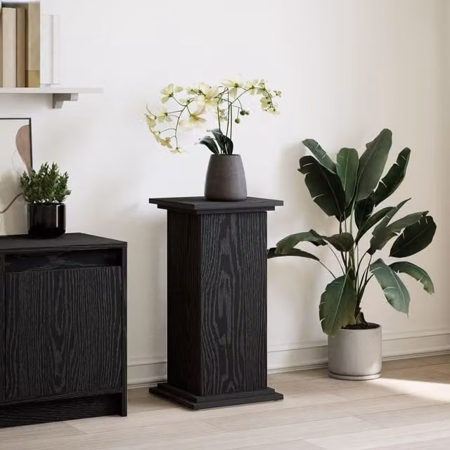 Berkfield Home Display Stand with Storage in Black Oak, W/D/H: 31 x 30 x 60 cm