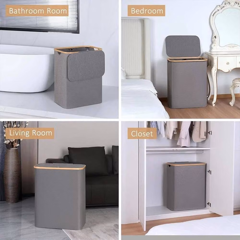 EONLION Grey 150L Collapsible Fabric Laundry Hamper and Dirty Clothes Storage Box – 3
