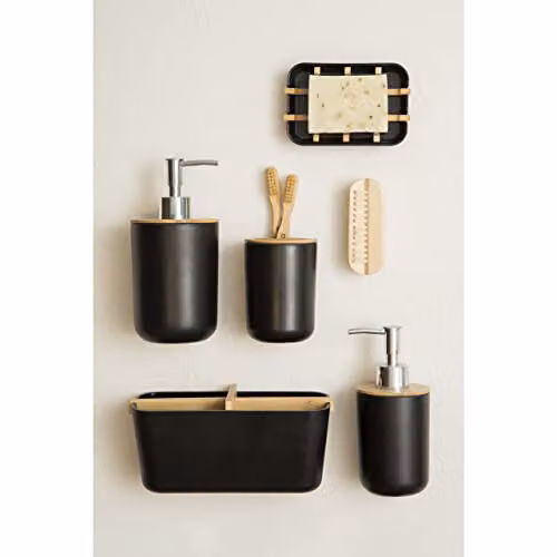 Orsina Black Bamboo Toothbrush Holder with Tumbler – 2