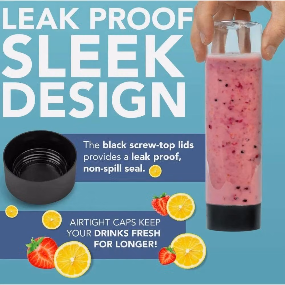 SPETLEK Transparent Leak-free Plastic Bottles with Lids for Smoothies and Juice, 100 ml – 3