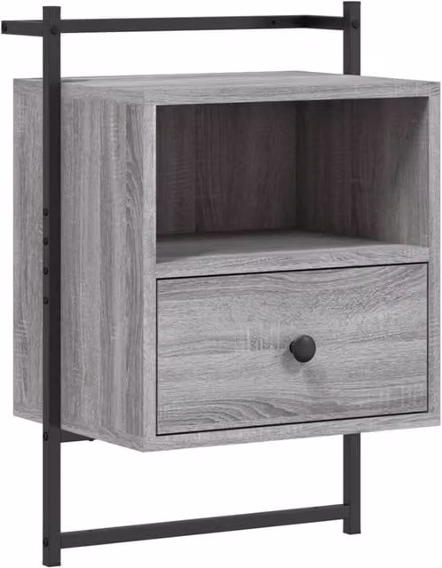 Berkfield Home Wall-mounted Bedside Cabinet in Grey Sonoma, W: 40 cm, D: 30 cm, H: 61 cm – 1