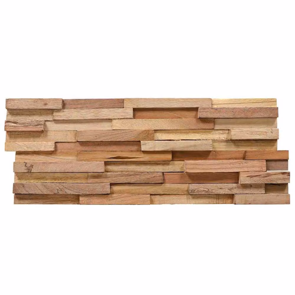 Berkfield Home 3D Wall Cladding Panels, 10 Pieces of Planed Solid Brown Teak Wood, 1.08 m2 – 3