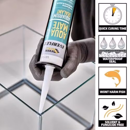 Everbuild Aqua Mate Waterproof Silicone Sealant, Transparent White, 295ml – 2