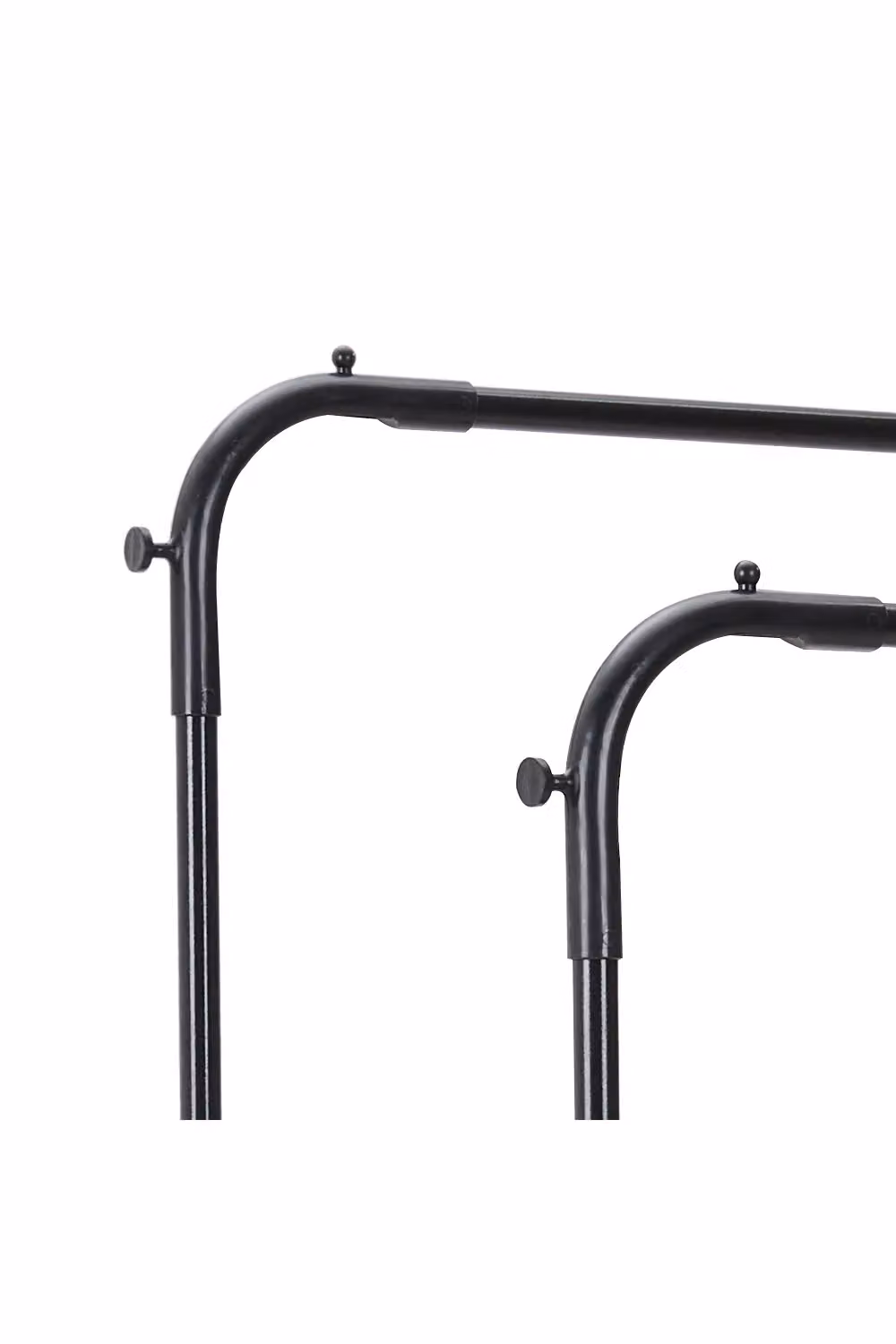 H&O Direct Modern Double Rod Metal Clothes Rail in Matt Black, W/D/H: 135.0 x 80.0 x 40.0 cm – 2