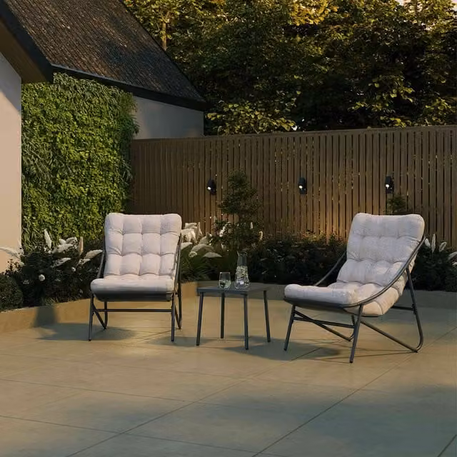 Charles Bentley Modern 2 Seater Bistro Set in Anthracite, Beige and Grey Metal