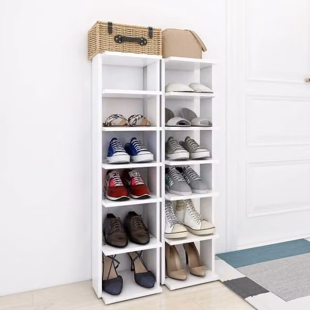 Berkfield Home Set of 2 White Wall Mounted Shoe Cabinets, W/D/H: 27.5 x 27.0 x 102.0 cm