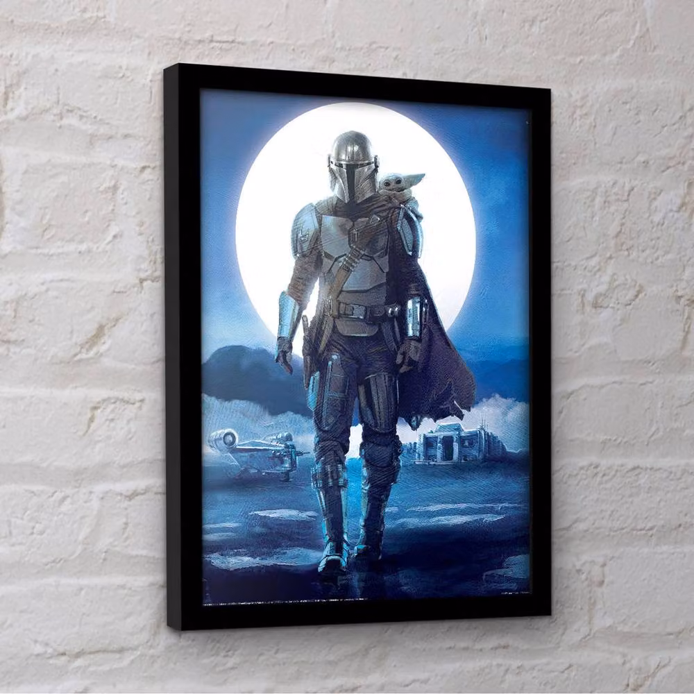 Star Wars Grogu and Mando Key Art Framed Paper Poster, Multicolour – 3