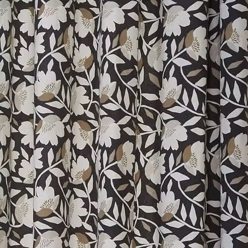 Fusion Luna Floral Eyelet Curtains in Black, White and Gold, 100% Cotton, 2 Panels, W: 229 cm, D: 229 cm – 4