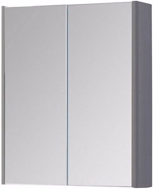 Clifton Basalt Grey 2 Door Wall Mounted Bathroom Mirror Cabinet with Soft Close Hinged Doors and Internal Shelves W: 50 cm, H: 60 cm, D: 16 cm