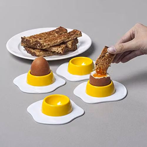 Zeal Eggtastic Melamine Egg Cup Set of 4, White, Stackable and Dishwasher Safe – 2