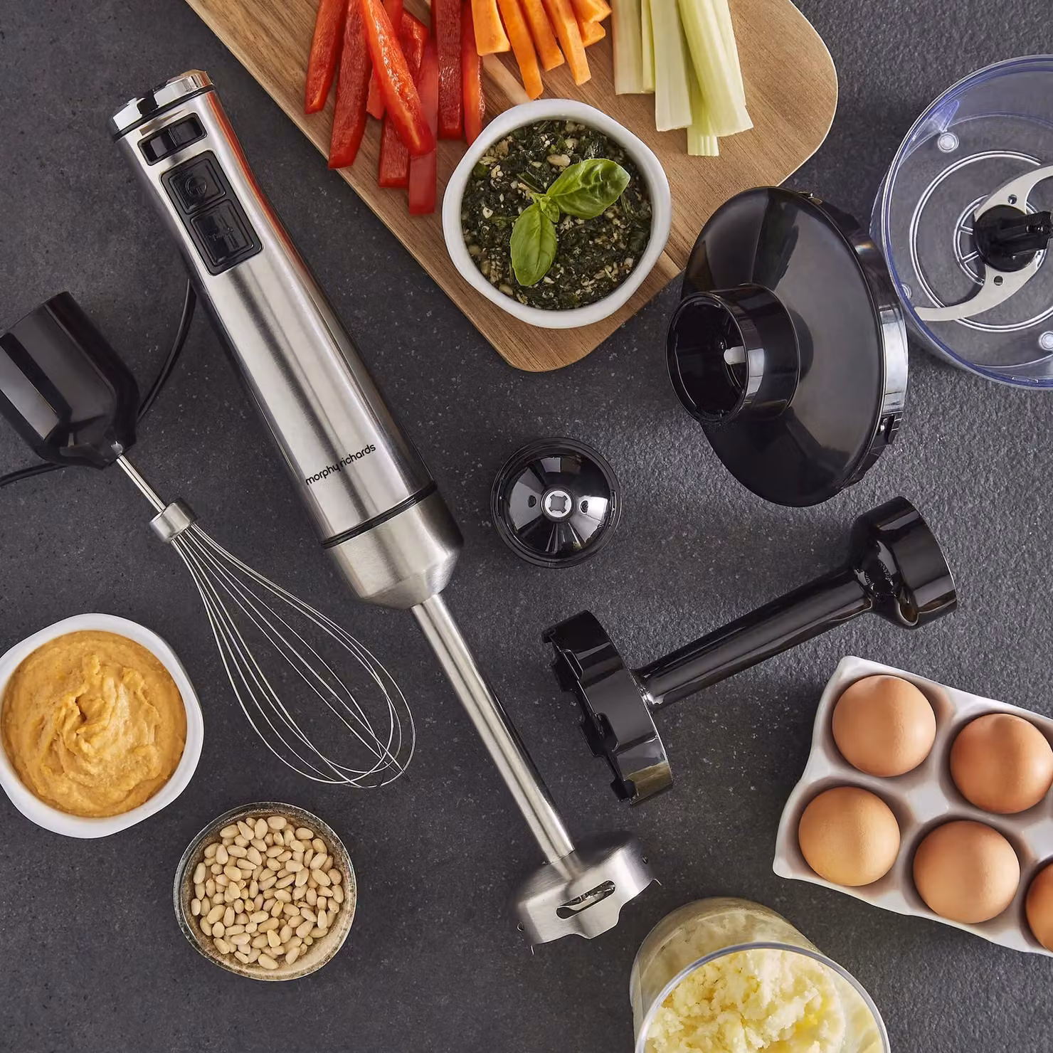 Morphy Richards Electric Hand Blender Set with Masher in Silver and Stainless Steel – 3