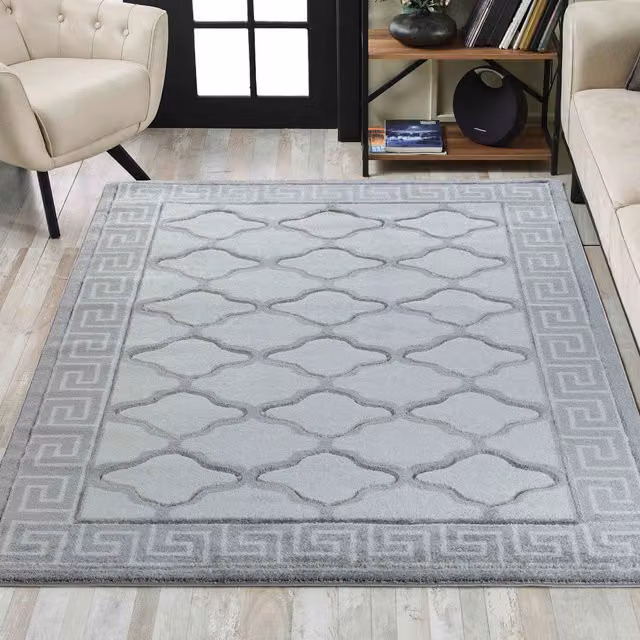 Desire Rugs Grey Modern Geometric Rectangular Area Rug, W: 200 cm, D: 290 cm