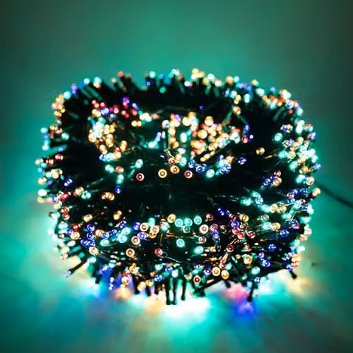 Shatchi 750 LED Multicolour Compact Cluster Fairy Lights with Timer and Green Cable – 6