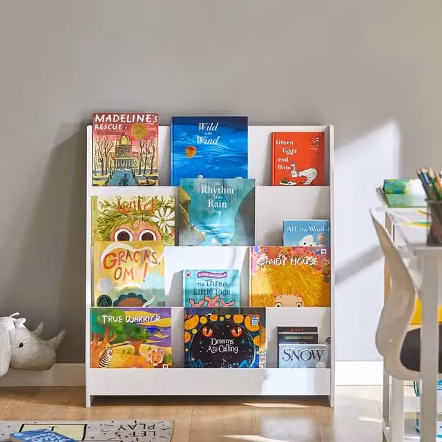 SoBuy Childrens Bookcase and Storage Shelf with 4 Shelves, White