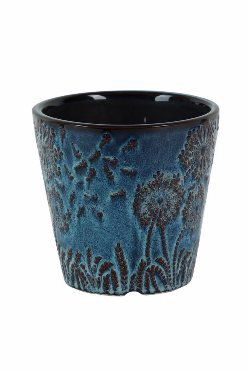 KDMD Hortus Cairns Stamped Ceramic Tabletop Pot in Ice Blue, W: 22 cm, D: 21.5 cm – 2