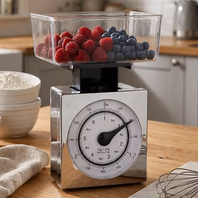 Orsina Retro Style Manual Kitchen Scale, 3kg Capacity, Silver Metal Construction – 2