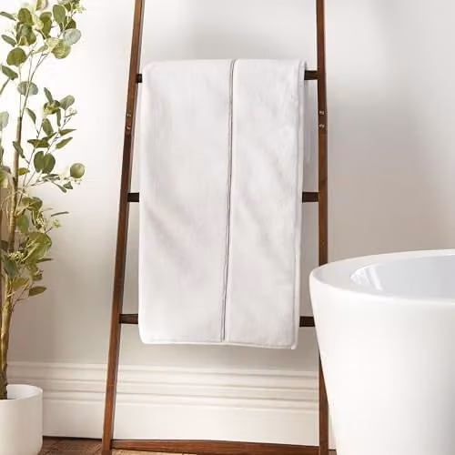 Bianca Zero Twist Satin Stitch Cotton Hand Towel in White, W: 50 cm, H: 85 cm – 1