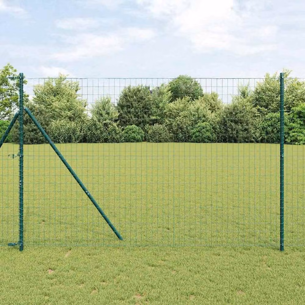 Berkfield Home Euro Fence with 7 Posts, Green Galvanised Steel, 1.6 x 10 m – 2
