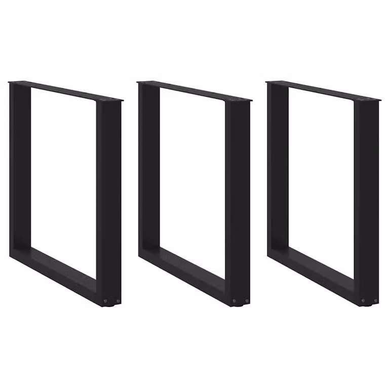 Berkfield Home U-Shaped Coffee Table Legs, 3 Piece Black Steel Set, W: 80 cm, H: 72-73 cm