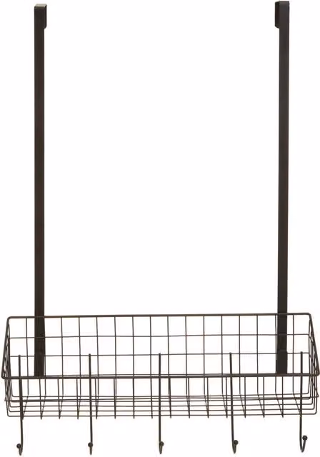 Orsina Metal Over The Door Hanger with Shelf in Black, W/D/H: 46 x 17 x 74 cm