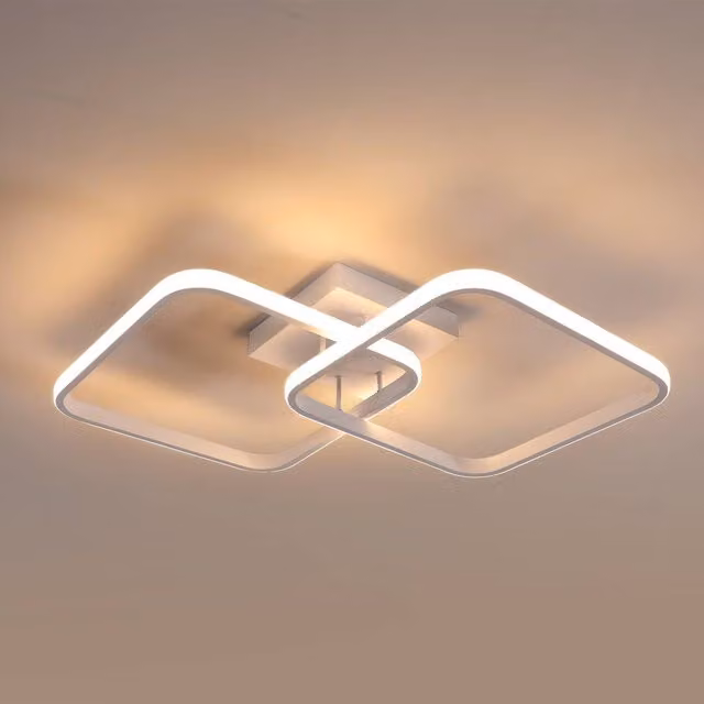 Pheashine Modern Square LED Ceiling Light in White with 3000K Warm White Light