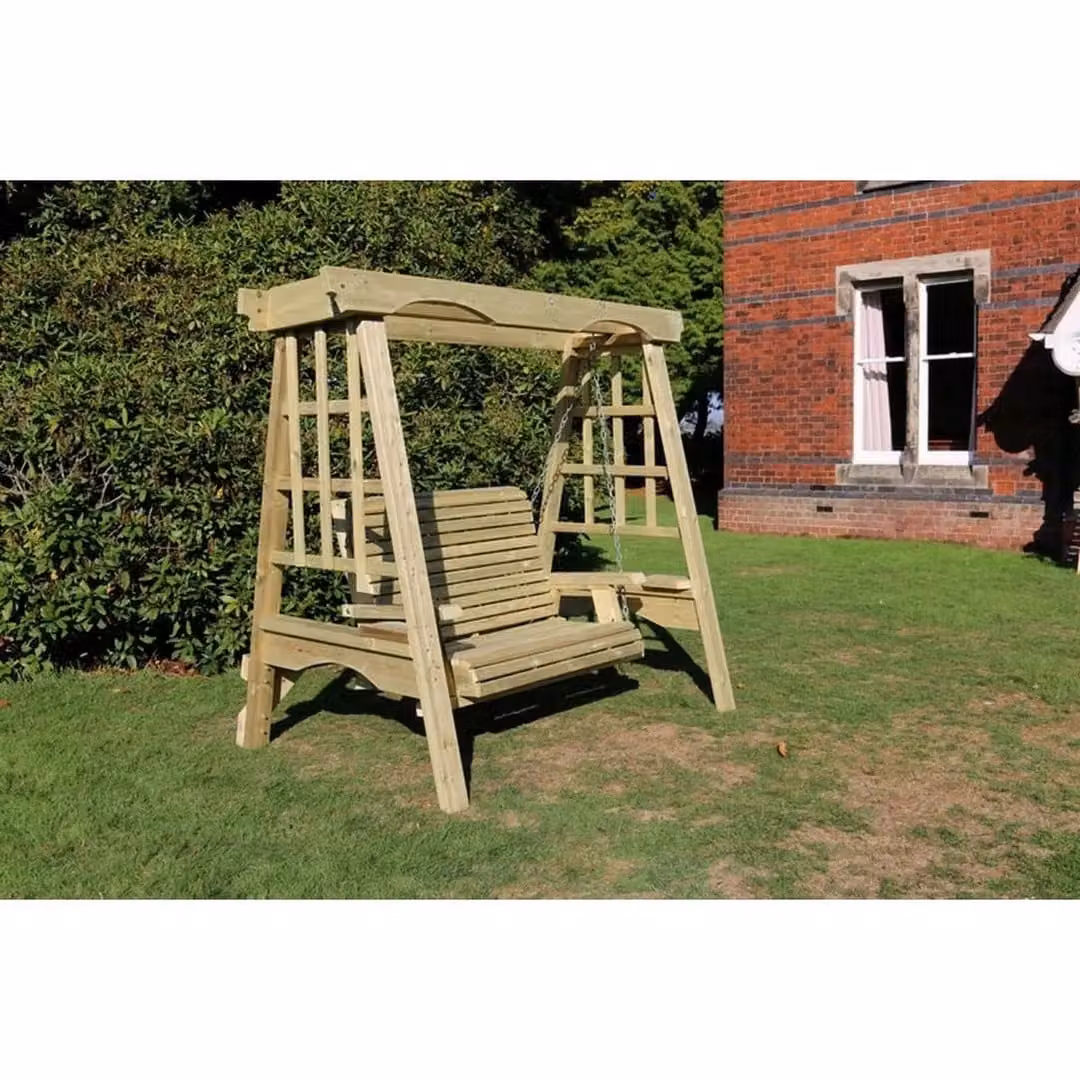 Churnet Valley Garden Furniture Ltd The Cottage Swinging Seat Hammock for 2 in Brown – 2