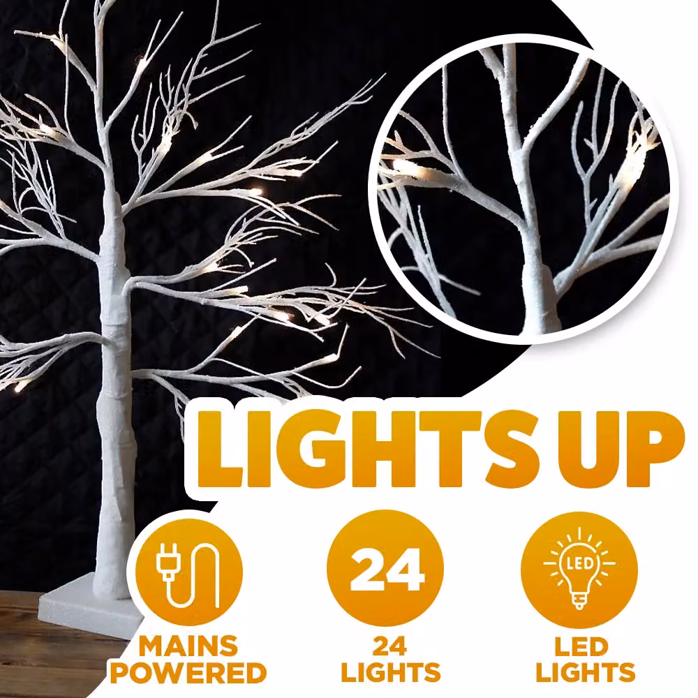 Marco Paul Pre-lit White LED Tabletop Twig Tree in Silver, Height: 140 cm – 2