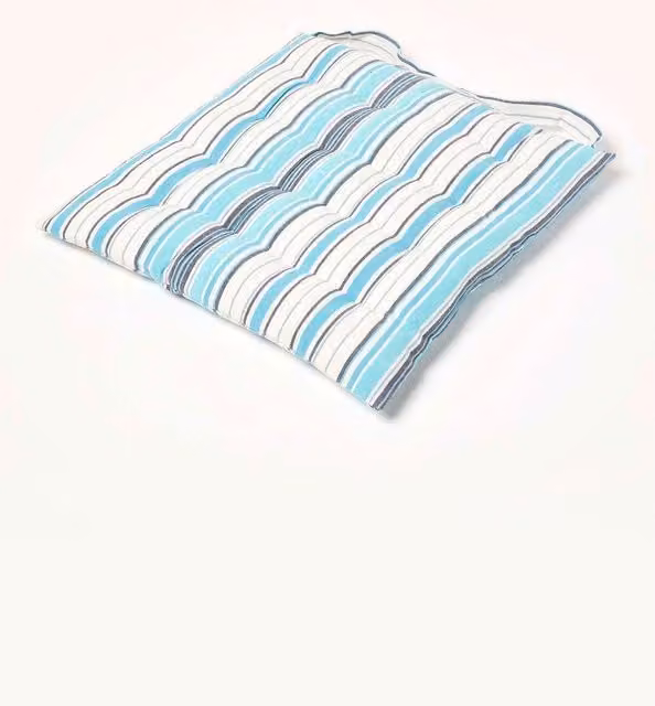 Homescapes Blue and White Striped Cotton Seat Pad with Ties, W/D/H: 40 x 40 x 6.5 cm