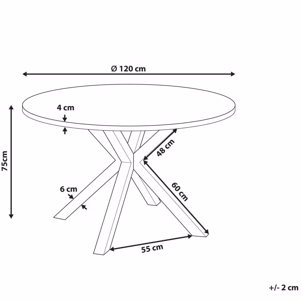 Wyld and Coco Round Garden Table with Black Aluminium Frame and Ceramic Glass Top, Diameter: 120 cm, Height: 75 cm – 3