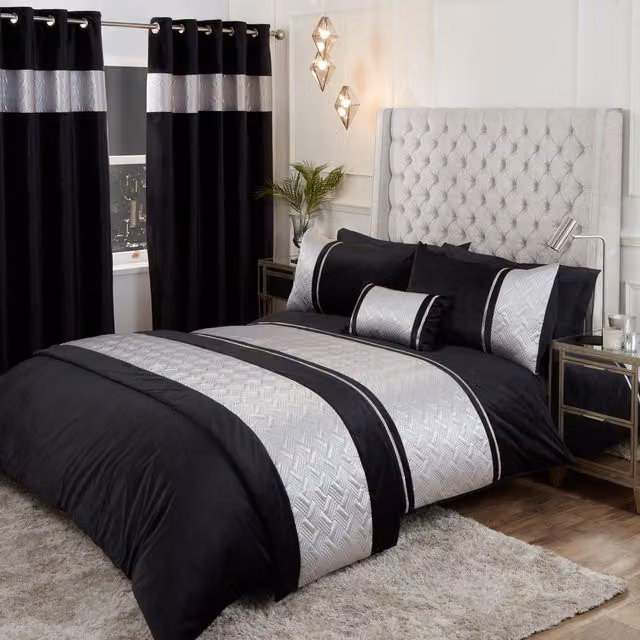 Rapport Home Capri Silver Velvet Duvet Set with Pillowcase, Single, 90 x 200 cm