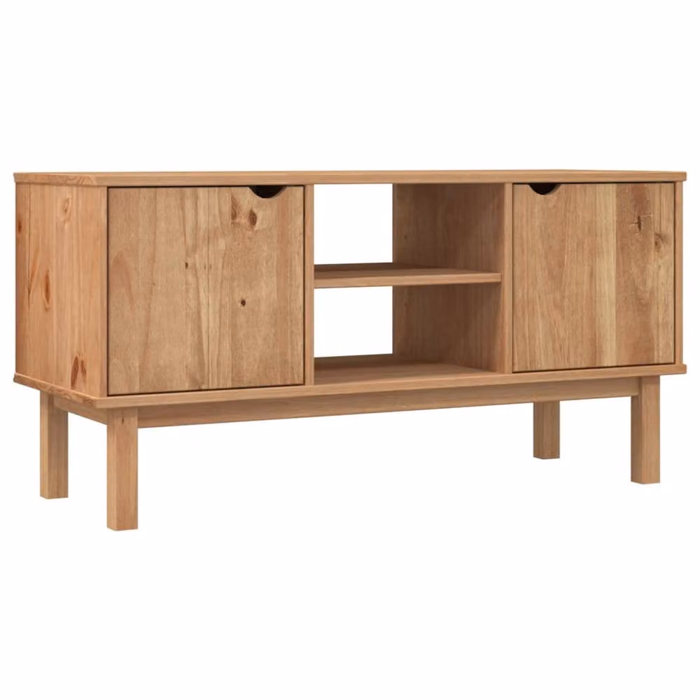 Berkfield Home OTTA TV Cabinet in Brown Solid Pine Wood, W/D/H: 113.5 x 43 x 57 cm – 3