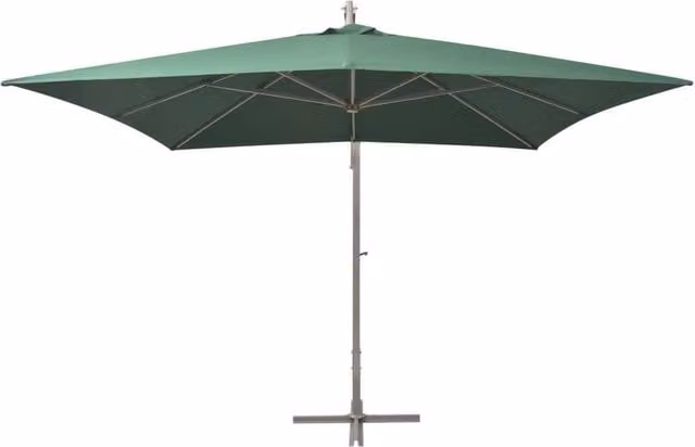 Berkfield Home Green Cantilever Hanging Parasol with Aluminium Pole, W/D/H: 300 x 300 x 290 cm