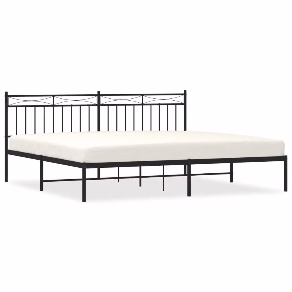 Berkfield Home Metal Bed Frame with Headboard in Black W/D/H: 193 x 203 cm – 2