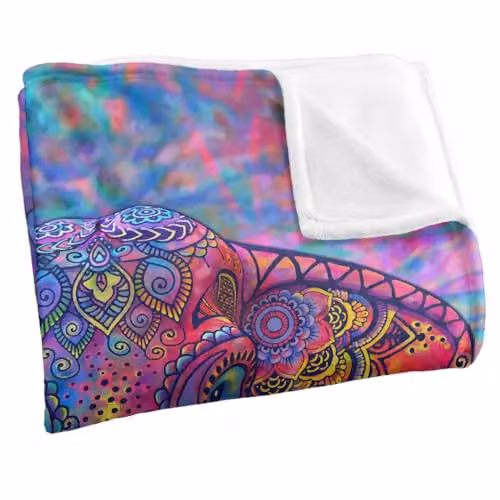 JQ Licensing Royce Mcclure Bohemian Elephant Super Soft Silky Touch Fleece Throw Blanket, Multicolour, W: 91 cm, D: 147 cm – 3