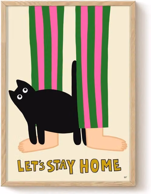 The Paper Tail Let's Stay Home Multicolour Typography Illustration Paper Poster, H: 29.7 cm, W: 21.0 cm – 1