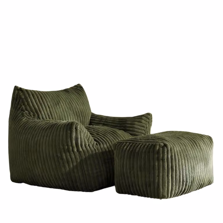 Aosom Green Plush Bean Bag Sofa with Armrests and Foam Chunks, W/D/H: 90 x 103 x 70 cm