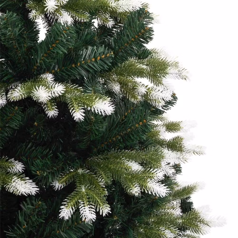 Berkfield Home Beautiful Artificial Hinged Christmas Tree with Flocked Snow in Green and White, Height: 210 cm – 4