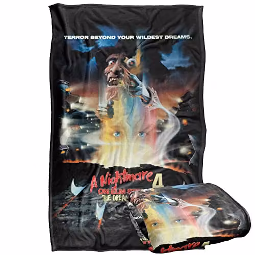Warner Bros. Nightmare On Elm Street 4 Poster Super Soft Fleece Throw Blanket, Multicolour, W/D/H: 91 x 147 cm – 1