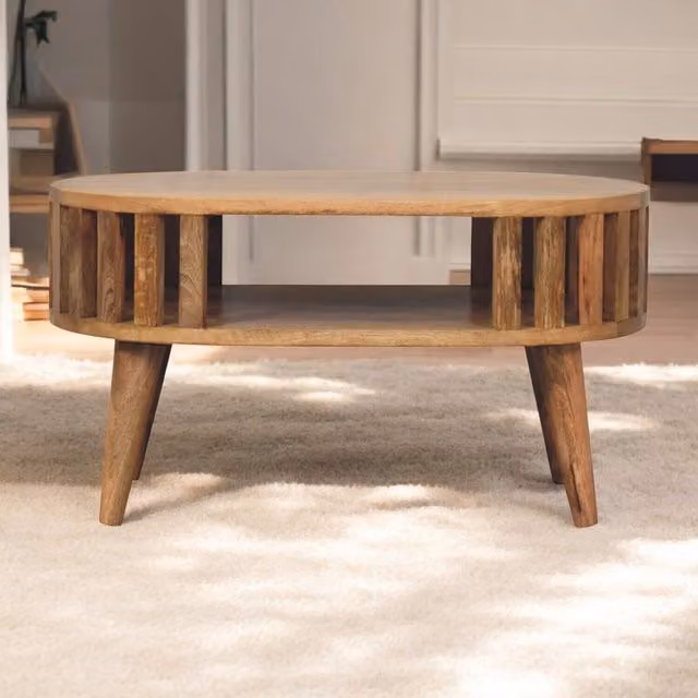 Artisan Furniture Mini Ariella Round Mango Wood Coffee Table in Brown