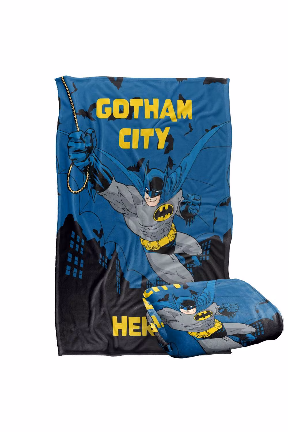 Warner Bros. Batman Gotham City Hero Super Soft Fluffy Polyester Throw Blanket in Blue and Multicolour, Large – 2