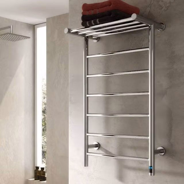 Bathroom Kingdom Maira Electric Stainless Steel Heated Towel Rail, Silver, W: 35 cm, H: 50 cm