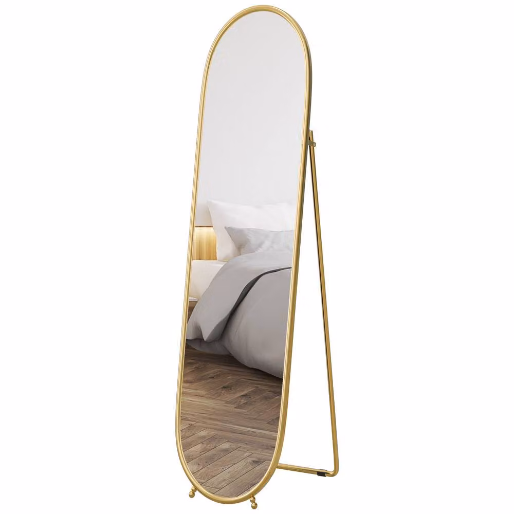 STILVORA Modern Oval Full Length Freestanding Mirror with Gold Metal Frame, Height: 160 cm – 2